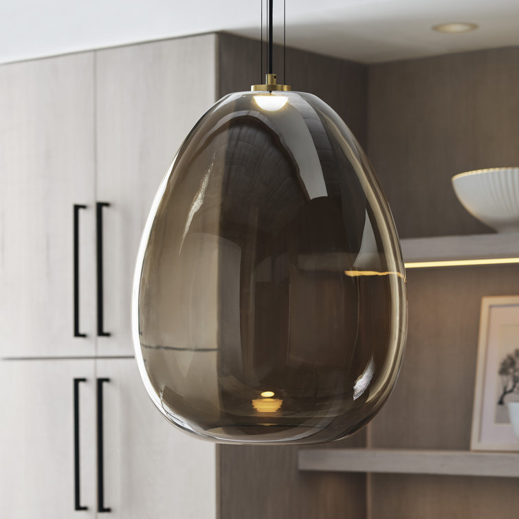 Opal Glass and Brass LED Pendant Light
