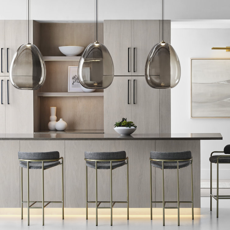 Opal Glass and Brass LED Pendant Light