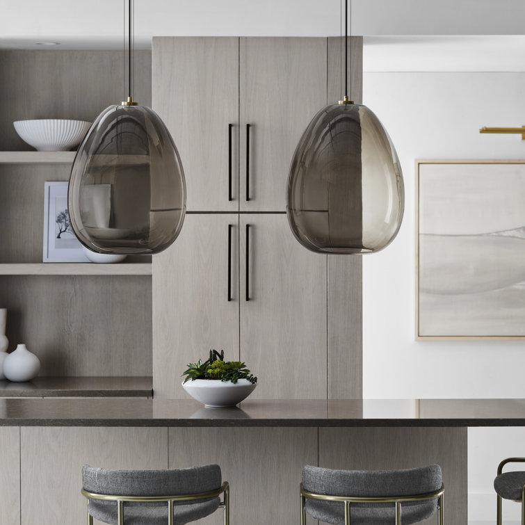 Opal Glass and Brass LED Pendant Light