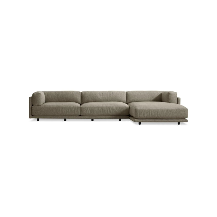 Sanford Black Fabric L-Shaped Sofa with Chaise