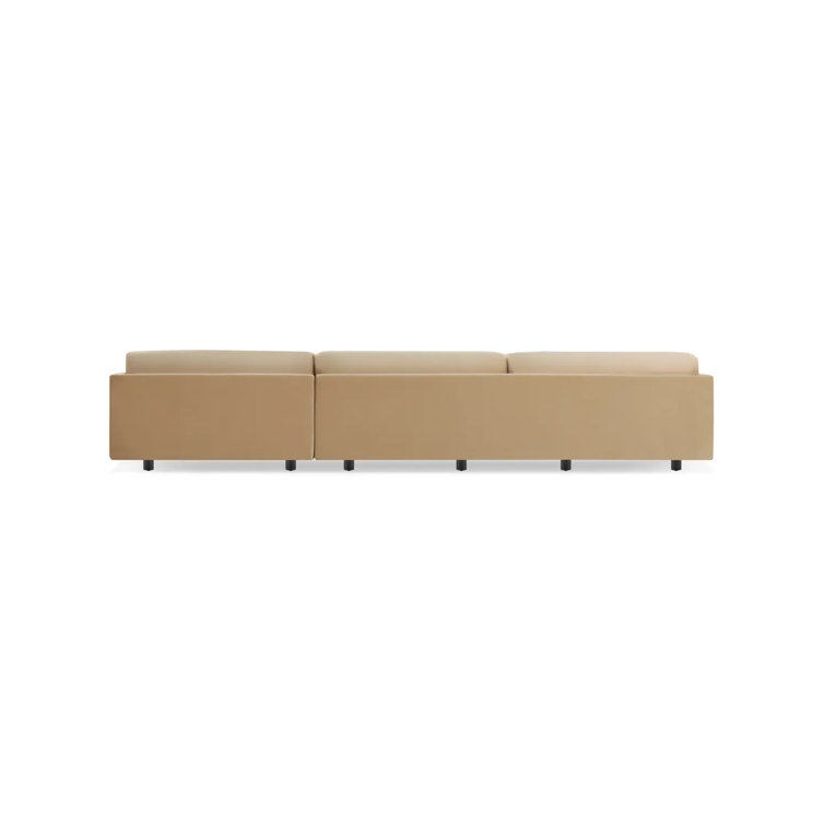 Camel Velvet 161" Wide Sofa & Chaise with Square Arms