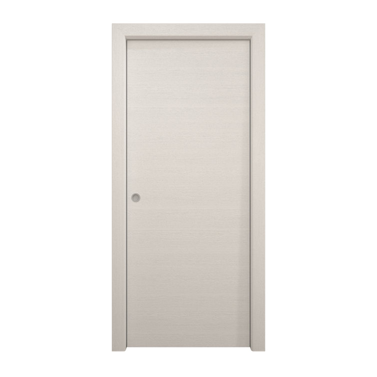 White Pine Solid Wood Flush Pocket Door with Kit Rail Hardware
