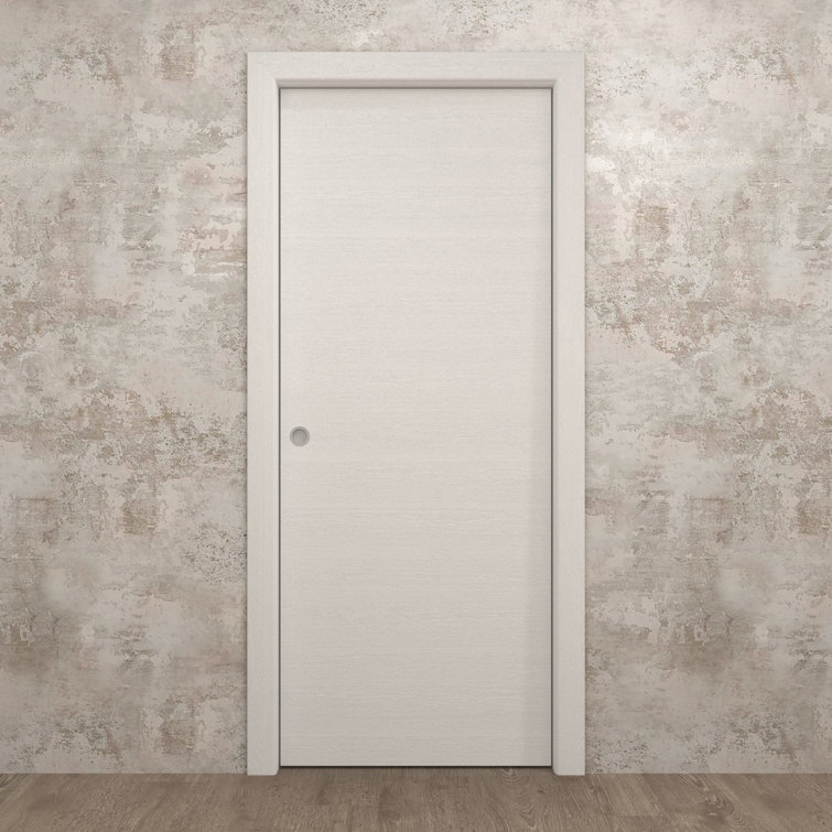 White Pine Solid Wood Flush Pocket Door with Kit Rail Hardware