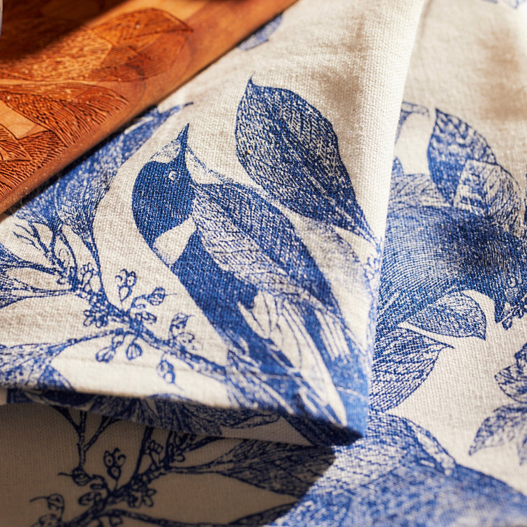 Arbor Birds Blue and White Cotton Square Napkin Set