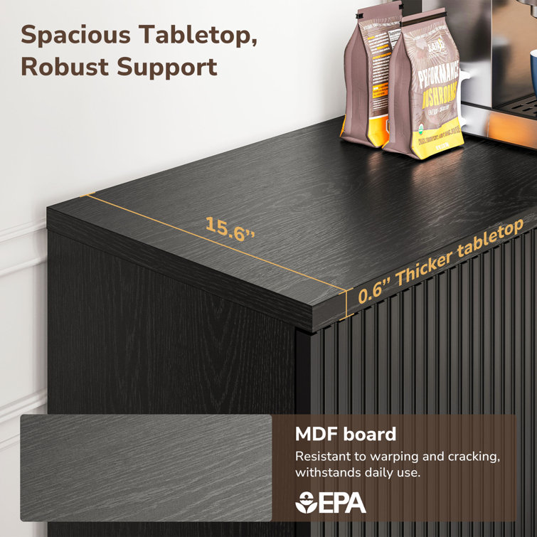 Ebony 63" Modern Sideboard Buffet Cabinet with Fluted Doors