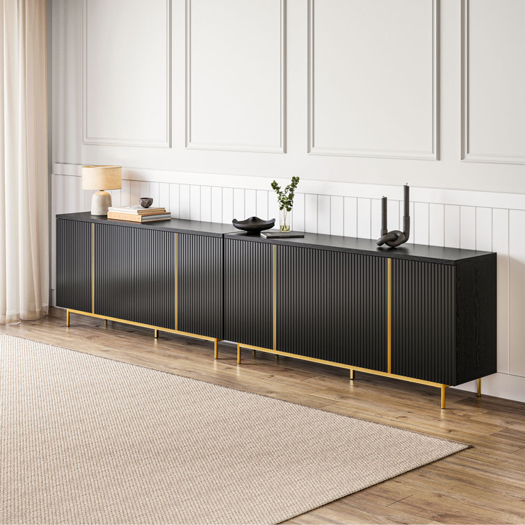 Ebony 63" Modern Sideboard Buffet Cabinet with Fluted Doors