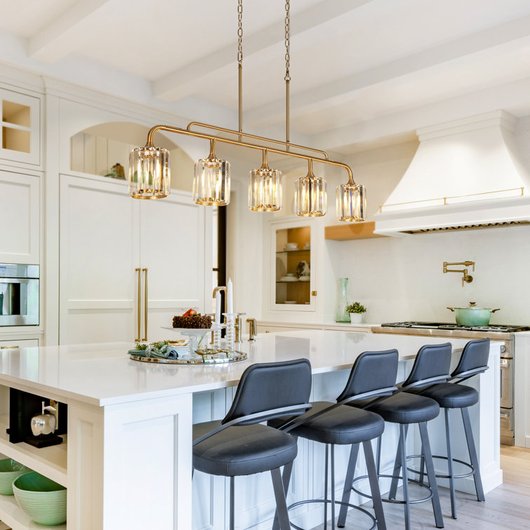 Gold and Clear Glass 5-Light Linear Island Pendant