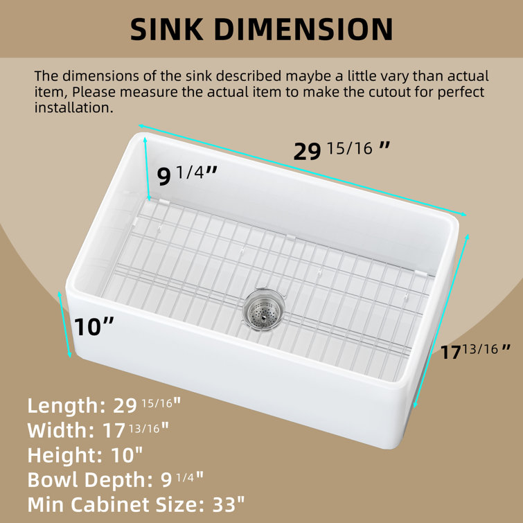 White Fireclay Farmhouse Apron Front Kitchen Sink