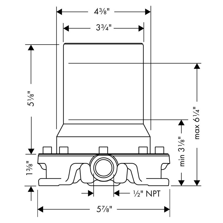 Modern European Brass Tub Filler Rough-In Valve