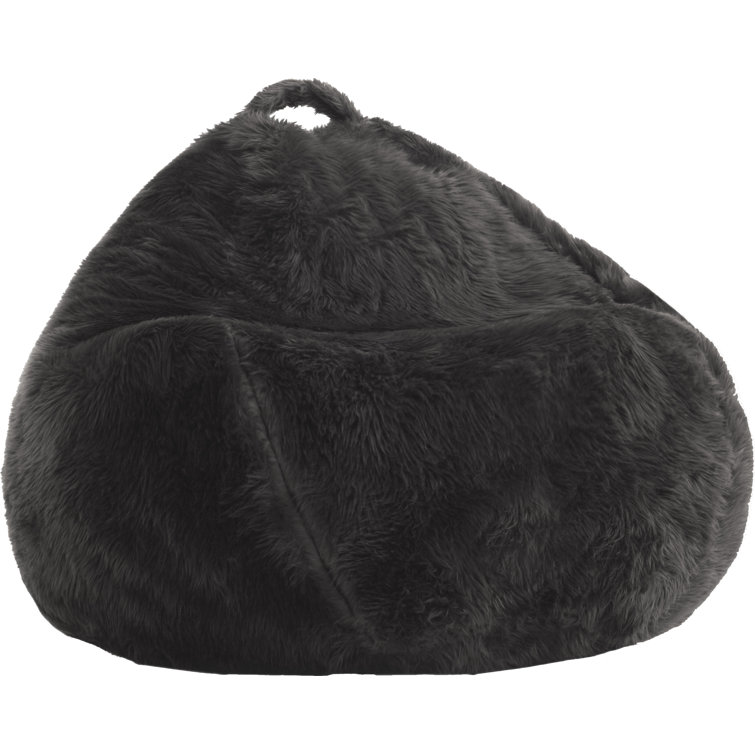Gray Shag Teardrop Bean Bag Chair with Removable Cover