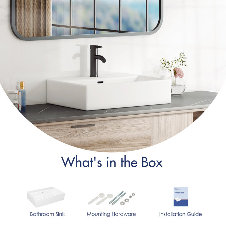 Turner 24" White Ceramic Rectangular Wall-Mount Bathroom Sink