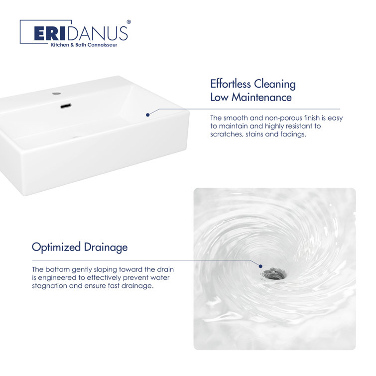 Turner 24" White Ceramic Rectangular Wall-Mount Bathroom Sink