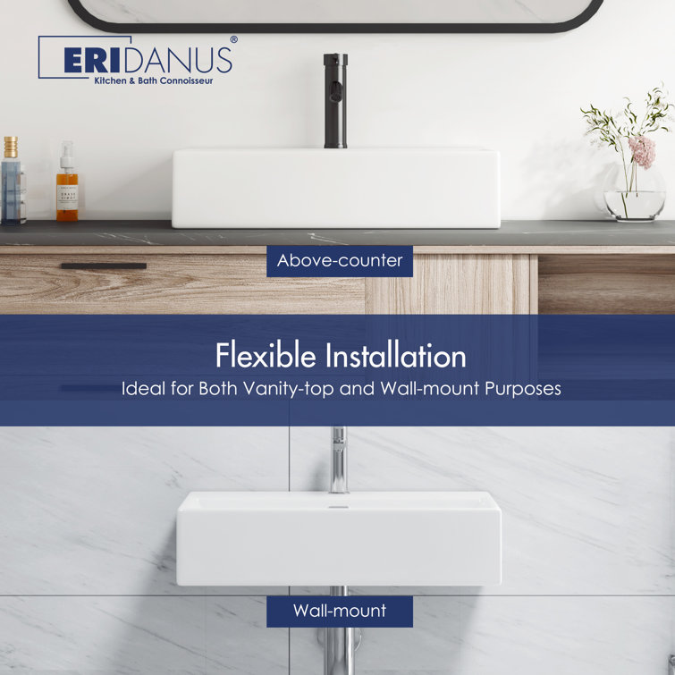 Turner 24" White Ceramic Rectangular Wall-Mount Bathroom Sink