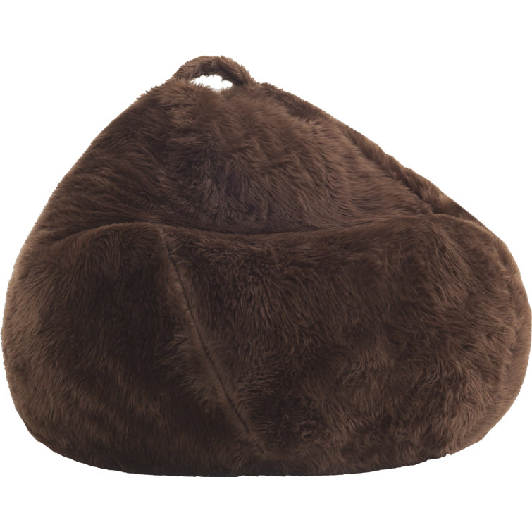 Gray Shag Teardrop Bean Bag Chair with Removable Cover