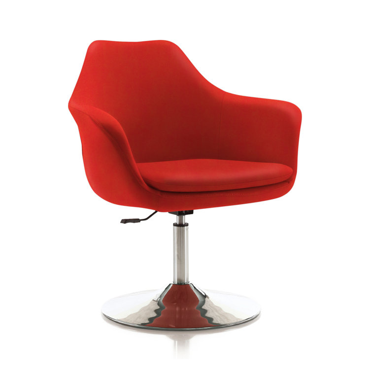 Kinsey Red Wool Blend Swivel Accent Chair with Chrome Base