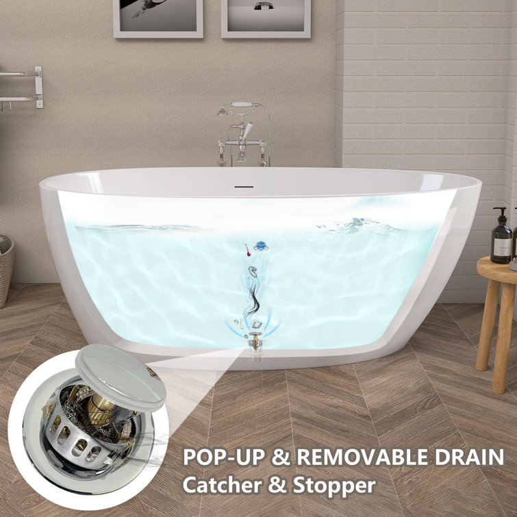 68'' White Acrylic Freestanding Double Slipper Soaking Tub