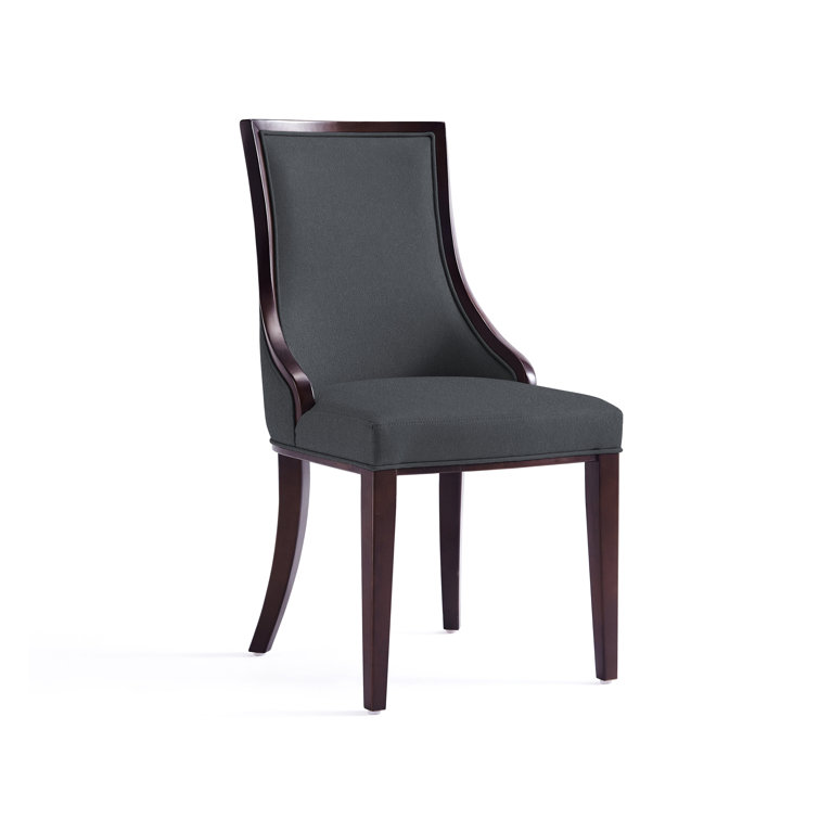 Elegant Light Gray Faux Leather Upholstered Side Chair with Wood Frame