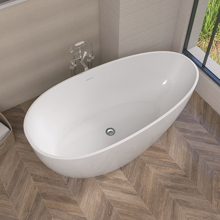 68'' White Acrylic Freestanding Double Slipper Soaking Tub