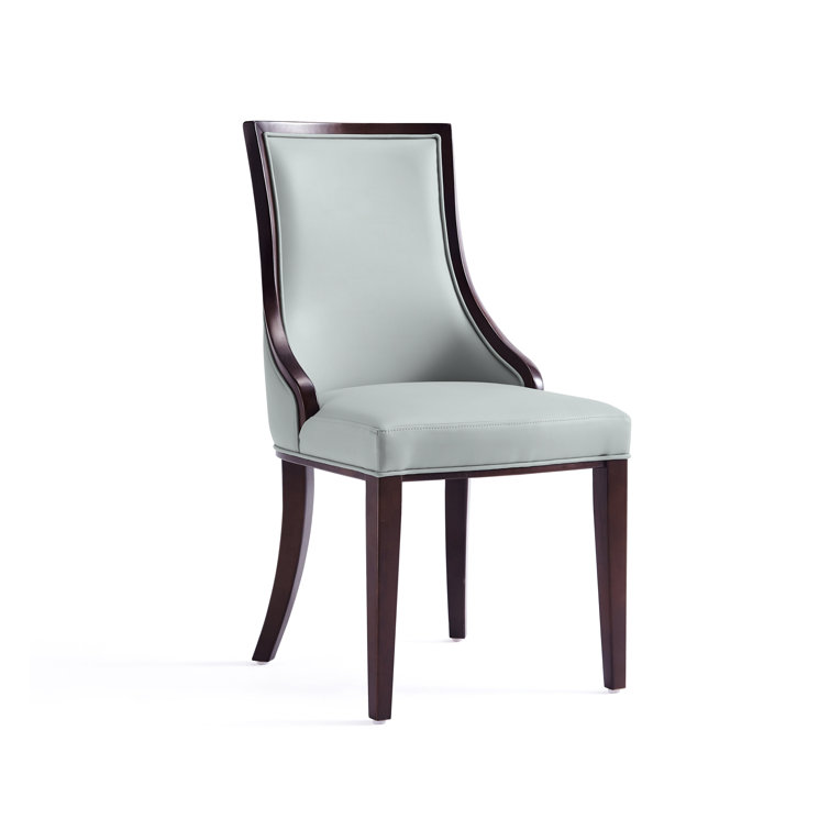 Tan Faux Leather Upholstered Parsons Side Chair with Beech Wood Legs