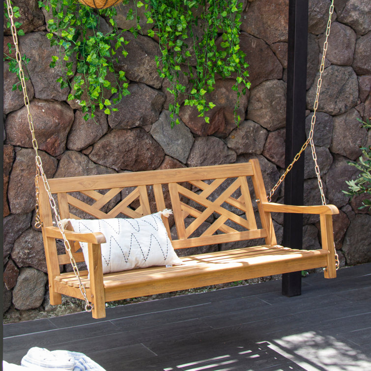 Isla Natural Teak Wood Chippendale Porch Swing