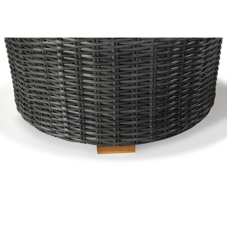 Anguilla Dark Gray Faux Wicker Outdoor Coffee Table with Acacia Top