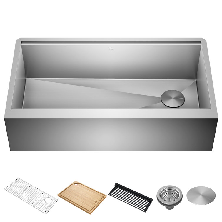36-Inch Stainless Steel Farmhouse Single Bowl Kitchen Sink with Accessories