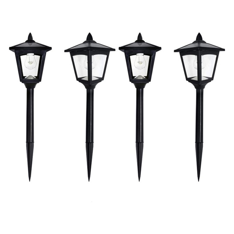 Black Stainless Steel Solar LED Pathway Lights, 4-Pack