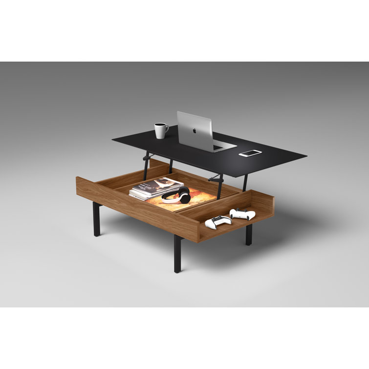 Natural Walnut Lift-Top Coffee Table with Storage
