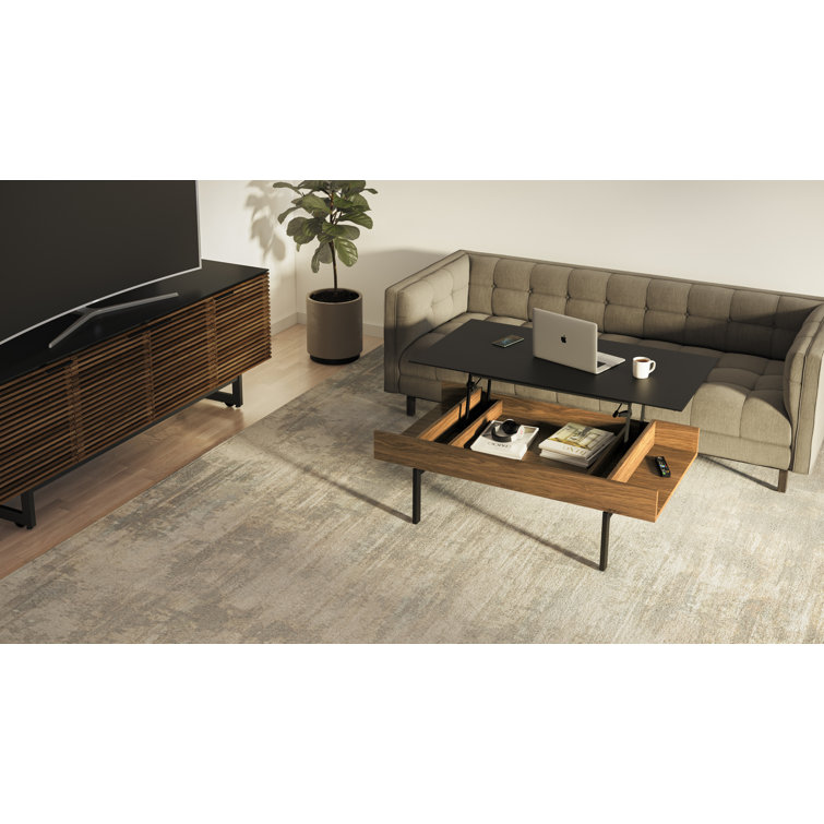 Natural Walnut Lift-Top Coffee Table with Storage