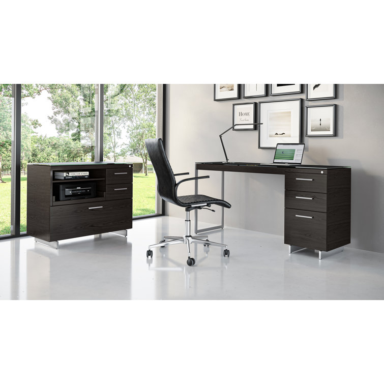 Charcoal Stained Ash and Black 3-Drawer Lockable File Cabinet