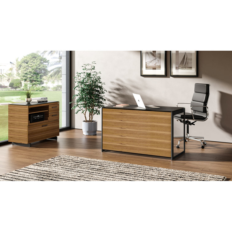 Natural Walnut Magnetic Desk Privacy Panel, 46.5" Wide