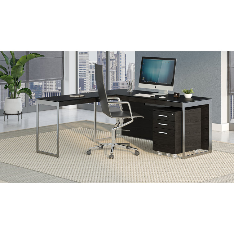 Charcoal Stained Ash 3-Drawer Mobile File Cabinet