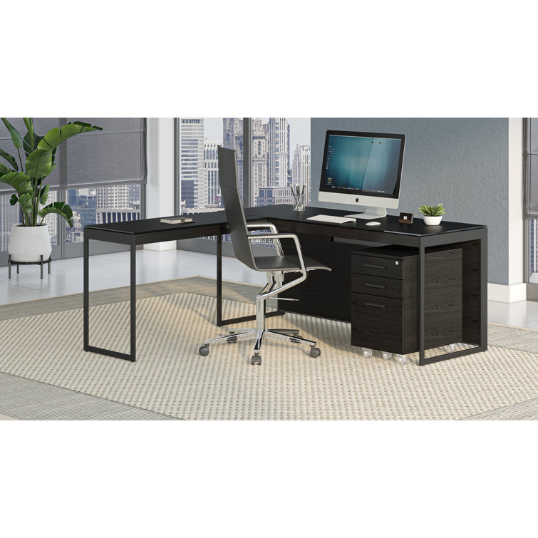 Charcoal Stained Ash 3-Drawer Mobile File Cabinet