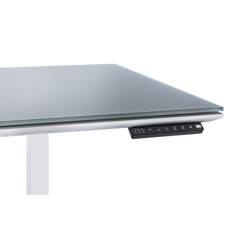 Centro Adjustable Height 66" Gray Glass Computer Desk with Drawer