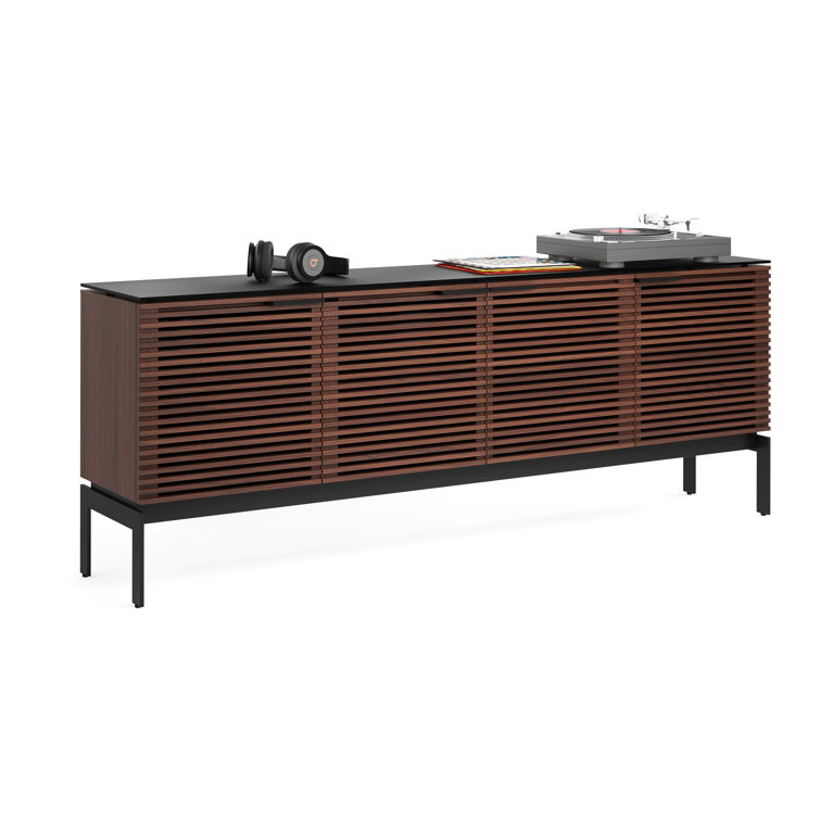 Chocolate Stained Walnut Media Console with Cabinet