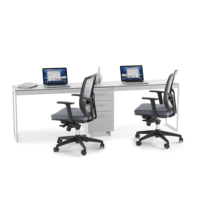 Centro White and Gray Glass 3-Drawer Mobile File Cabinet