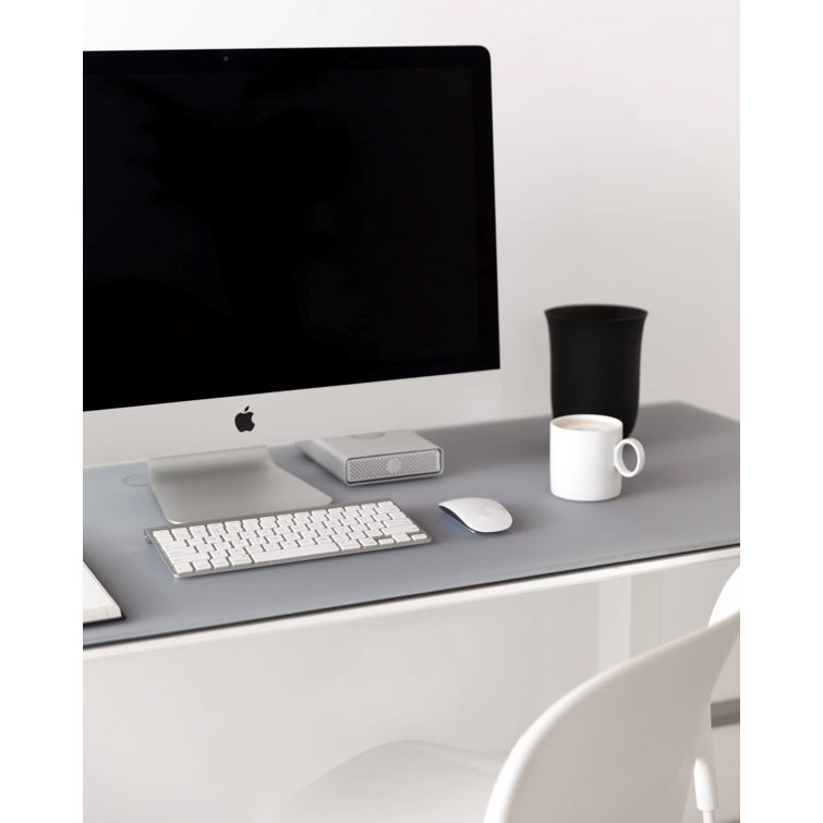 Centro Adjustable Height 66" Gray Glass Computer Desk with Drawer