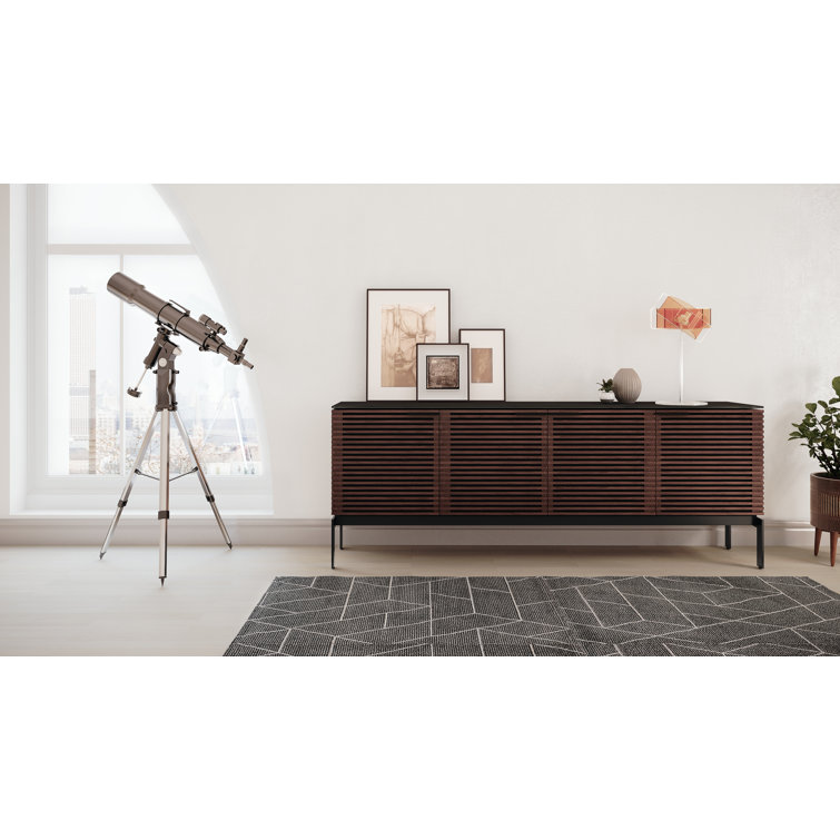 Chocolate Stained Walnut Media Console with Cabinet