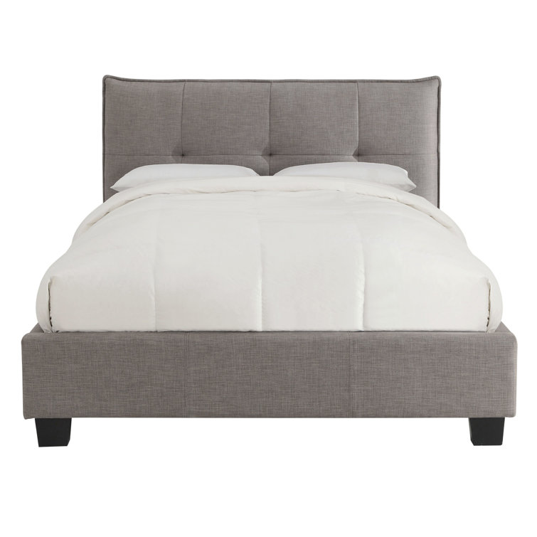 California King Gray Linen Upholstered Storage Bed with Tufted Headboard