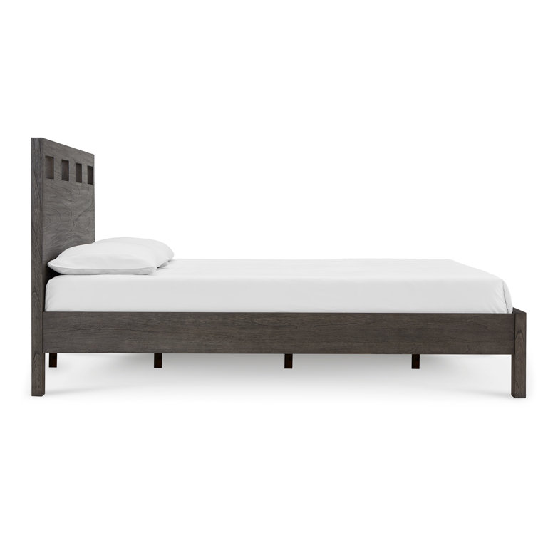 Sharkskin Gray Solid Wood Queen Platform Bed with Headboard