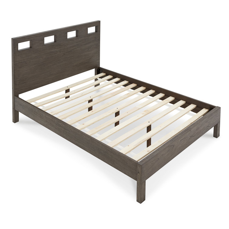Sharkskin Gray Solid Wood Queen Platform Bed with Headboard