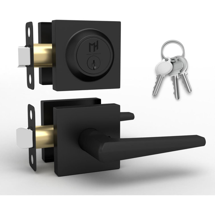 Matte Black Stainless Steel Lever Door Lock Handle Set
