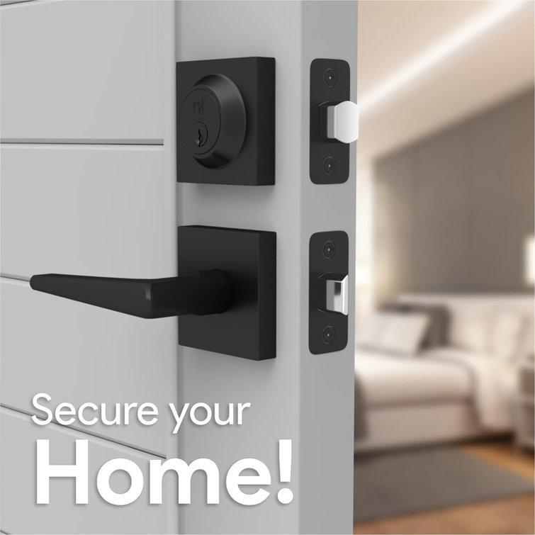 Matte Black Stainless Steel Lever Door Lock Handle Set