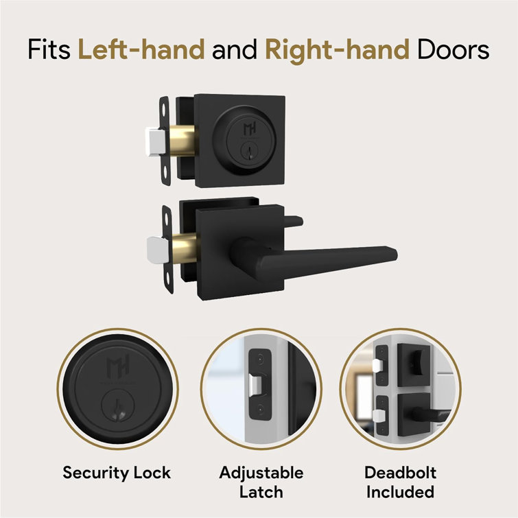 Matte Black Stainless Steel Lever Door Lock Handle Set