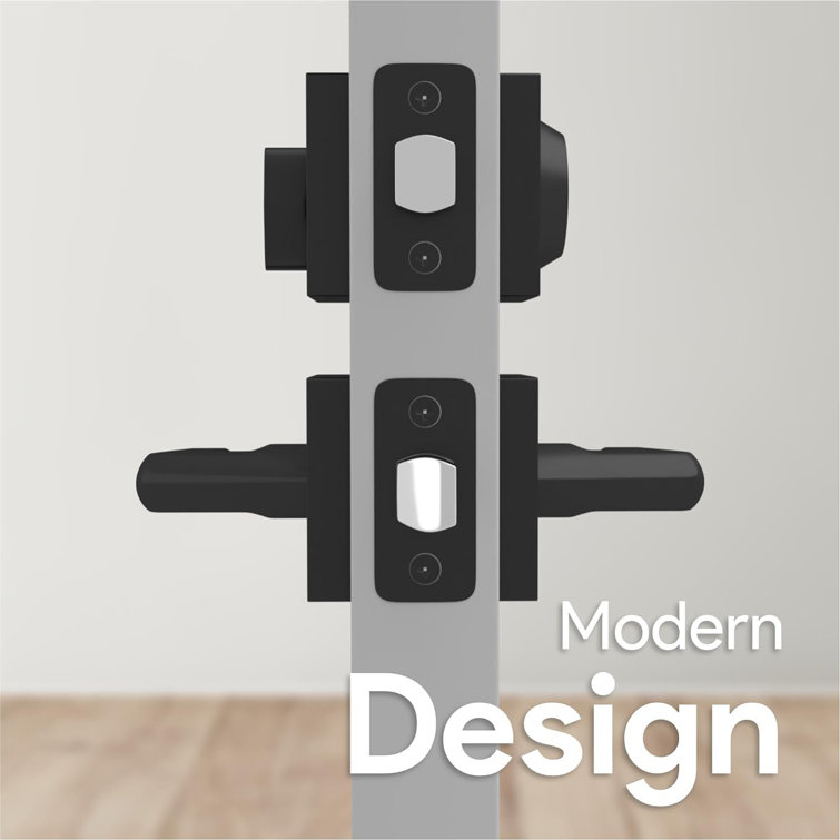 Matte Black Stainless Steel Lever Door Lock Handle Set