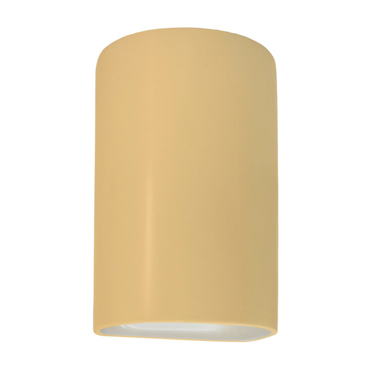 Muted Yellow Ceramic Cylinder Outdoor Wall Light