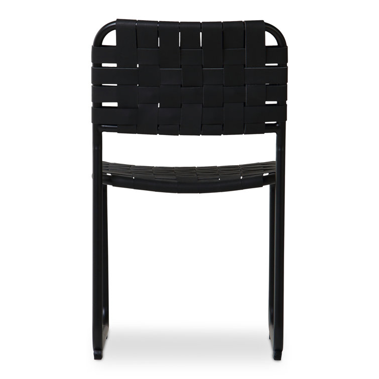 Bailee Black Genuine Leather and Iron Side Chair Set