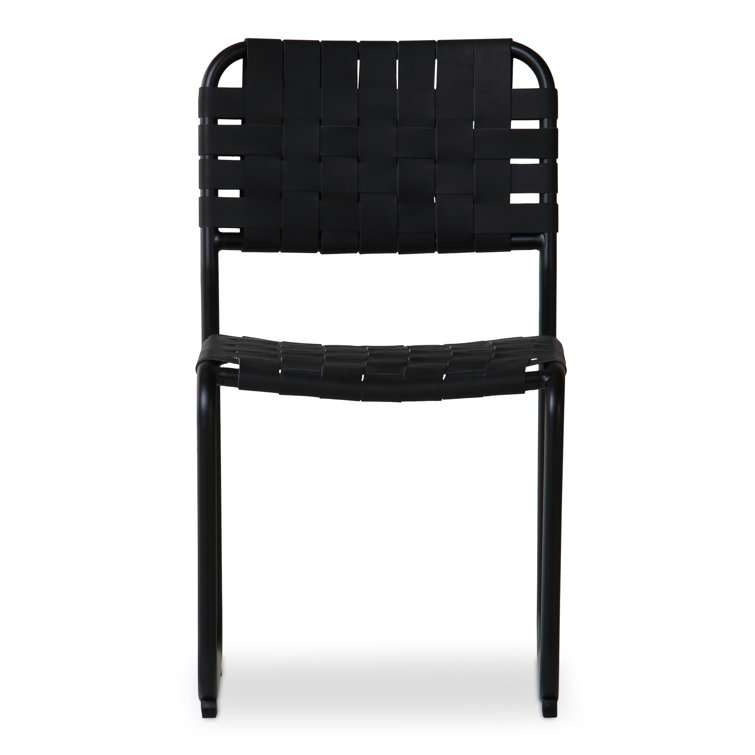 Bailee Black Genuine Leather and Iron Side Chair Set