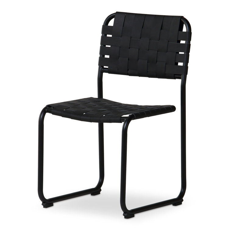 Bailee Black Genuine Leather and Iron Side Chair Set