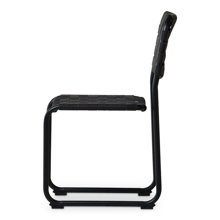 Bailee Black Genuine Leather and Iron Side Chair Set